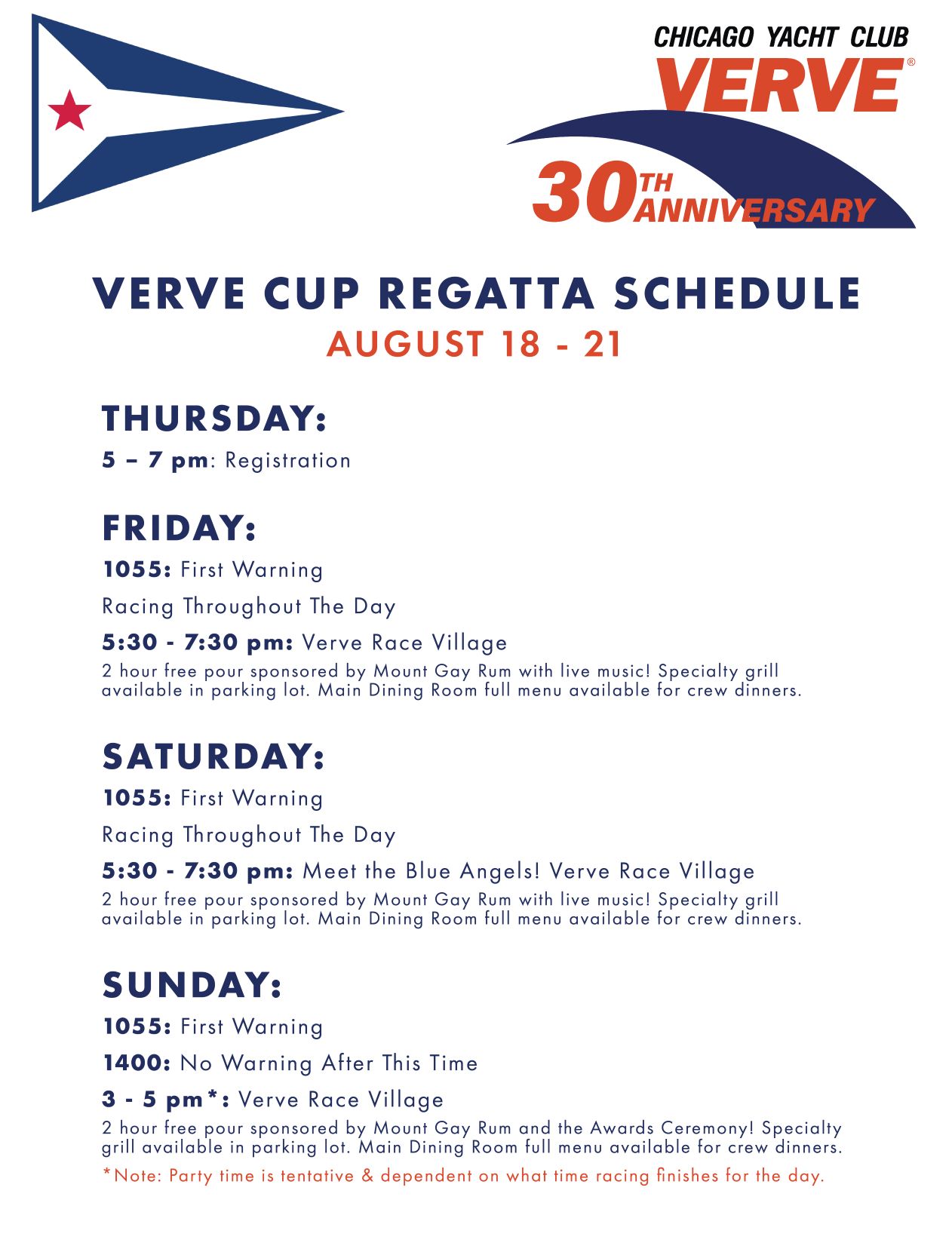 Regatta Schedule